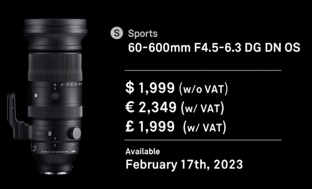 Sigma 60-600mm F4.5-6.3 DG DN OS Sports Official Announcement